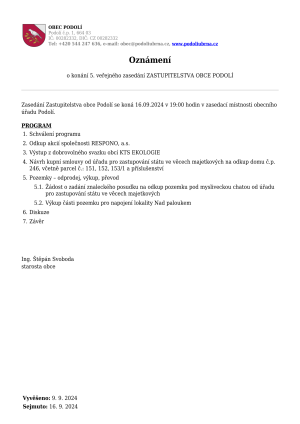 oznámení zo